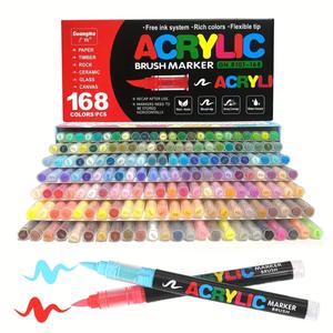 Mixed Color Marker Pen Set, 120pcs/set Acrylic Paint Marker Pen, Art Marker Pen for Painting & Coloring, Suitable for Home, School & Office Activities
