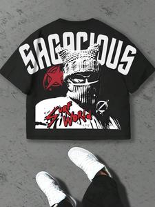 Men's Cat Print Short Sleeve Graphic Tee, Casual Loose Fashion T-shirt for Summer, Men's Top for Daily Wear, Crewneck