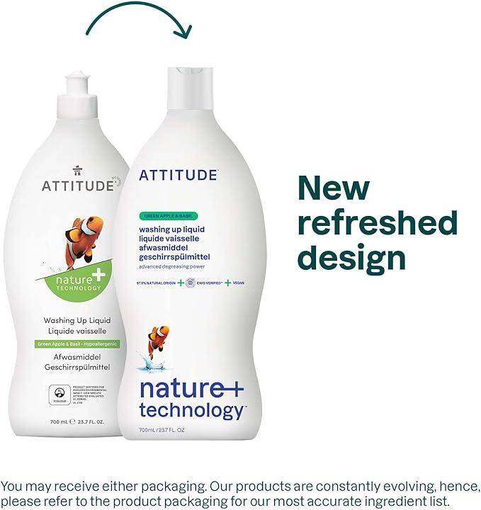 Product Introduction of Washing up Liquid, Advanced Degreasing Power, Plant- and Mineral-Based Ingredients, Vegan, Green Apple and Basil 5