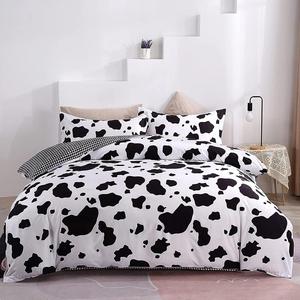 Cute Cow Print Duvet Cover Set, 3 Counts/set Halloween Decor Bedding Set, Including 1 Count Duvet Cover & 2 Counts Pillowcase without Filler, Summer for Gift