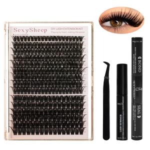 Individual False Eyelashes Kit, 4 Counts/set Mixed Length False Eyelashes with Glue & Tweezers & Glue Remover, Eye Makeup Enhancement Tool for Women, Cosmetic, Natural Look