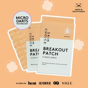 Skin Choice Breakout Patch Classic MicroDarts with Salicylic Acid, CICA, Tea Tree Oil For Early Stage Acne | Fast-acting Pimple Patches | Pack of 8 | Hydrocolloid Patches Dots for Spots Stickers | Blemish Spot Treatment | Vegan & Cruelty-Free Skincare