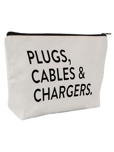 Letter Print Large Capacity Makeup Bag, Vacation Essentials, Multifunctional Makeup Bag, Travel Charger & Cable Organizer Pouch, Storage Bag for Cosmetics Accessories, Travel Essentials