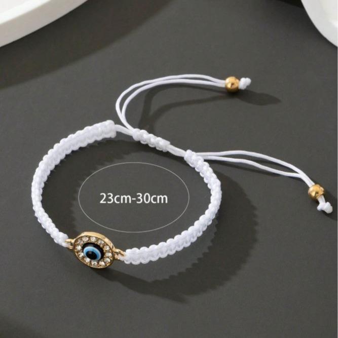 Unisex Crystal-Studded Devil's Eye Drawstring Bracelet 3