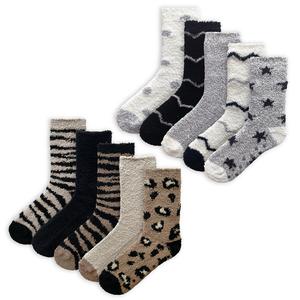Ladies 5 Pack Cosy Socks Outdoor Soft Fluffy with Thermal Insulation Elastane Stretch Anti-Slip Womens Winter Socks Premium Quality with Warmth & Comfort Light Womenswear Stripe spotty grey black brown Super comfy Cosy Casual Fabric Warm Multicolor Fit