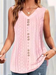 【Plus Size】Solid Color Button Decor Tank Top, Casual Classy Sleeveless Top for Summer, Elegant Women's Plus Clothing for Daily Wear, Womenswear