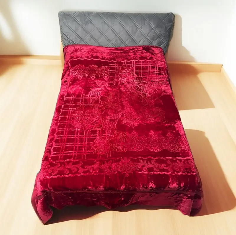 Heavy 2 Ply Floral Embossed Mink Blanket 5KG for Double & King Bed 200x230 CM, - Skin Friendly Luxury Bedspread 2