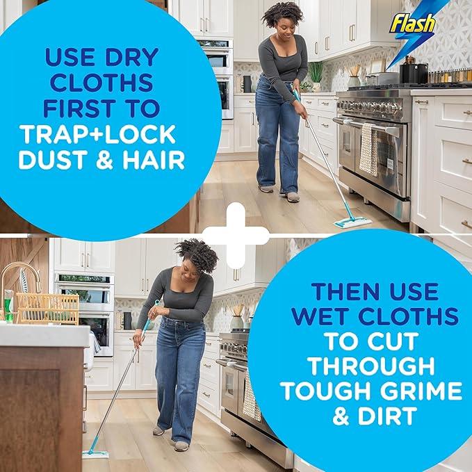 Flash Speed Mop Starter Kit with 1 Mop, 8 Wet Mopping Cloths & 16 Dry Sweeping Pads - No Bucket Required 4