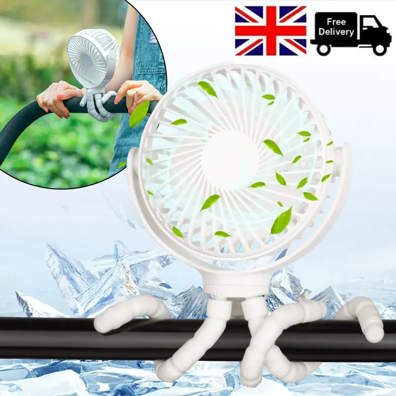 Octopus Stroller Fan - Ultra-Quiet Clip-On & USB Rechargeable | 360° Adjustable for Prams, Desks & Travel