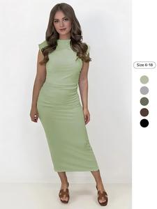 Women's Solid Mock Neck Bodycon Dress, Casual Fashion Sleeveless Long Dress for Daily Outdoor Wear, Women Dress for Summer