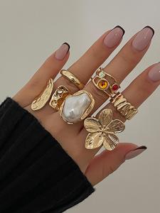 Vintage Flower Design Cuff Ring, Fashionable Jewelry for Women & Girls, Casual Jewelry for Party, Daily Clothing Decor, Trendy All-match & Exquisite Jewelry for Birthday Gift