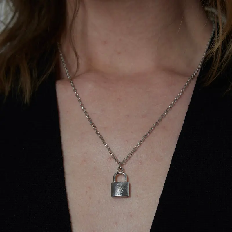 Silver Lock Necklace 0