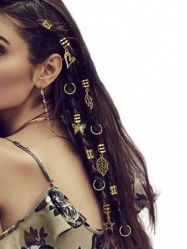 40pcs Gold Color Hair Rings Set, Street Style Party Braids Hair Accessories, Women Hair Clips, Summer Braid Decorations - hair accessories women 4