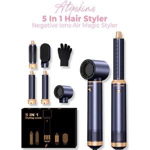 Atopskins 5 In 1 Negative ions Hair Dryer, Blow Brush Hot Air Brush, Air Curling Magic Styler