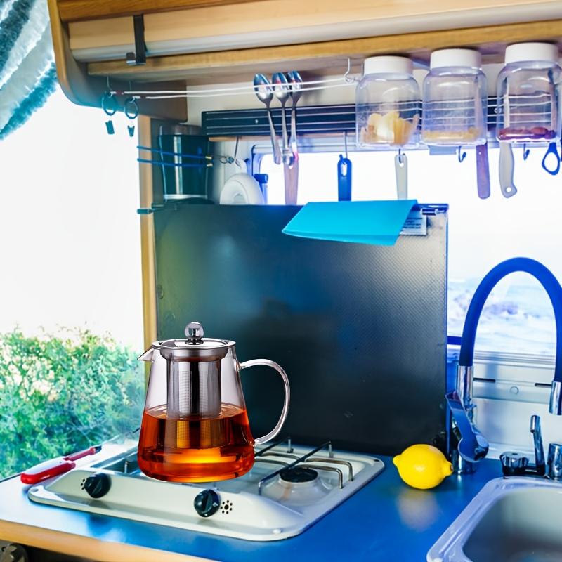 High Temperature Resistant Glass Teapot with Tea Filter, RV Home Use Glass Cooling Water Kettle for Brewing Tea, Juice and Beverage Pot 5