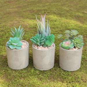 Set of 3 Artificial Succulents in Pulp Paper Pot for Shelf Home Decor