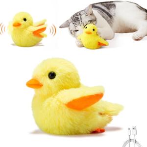Electric Duck Design Cat Toy, 1 Count USB Rechargeable Interactive Fun Flaping & Quacking Toy, Indoor Cat Stress Relief Entertainment Toy