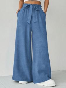 Women's Plain Wide Leg Pants, Casual Comfy Classy Chic Trousers for Summer, Women's Bottoms for Daily Wear, Wideleg Pants, Wide Legged Pants, Loose Legged Pants, Flowy Wide Leg Bottom