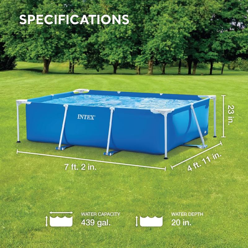 Rectangular Garden Swimming Pool 220x150x60cm – Sturdy Frame, 4 Corner Seats, 1662L Capacity, Outdoor Family Pool, Summer Water Fun 6