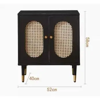 Lille 2 Door Rattan Bedside Cabinet - Black 5