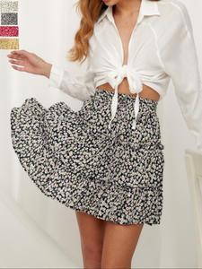 Women's Ditsy Floral Print Tie Waist A Line Skirt, Casual Fashion Short Skirt for Daily Holiday Vacation Wear, Ladies Bottoms for Summer