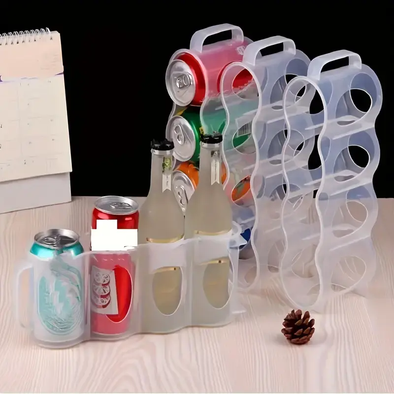 1pc Storage Box, 4-grid Clear Plastic Soda Can Storage Box, Portable Soda Can Organizer Bins, For Kitchen Countertops, Cabinets And Refrigerator, Kitchen Organizers And Storage, Kitchen Accessories 3
