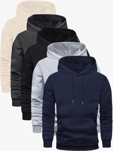Men's Solid Color Long Sleeve Hoodie, Casual Loose Fit Pullover Hooded Sweatshirt for Spring & Fall, Fashion Men's Clothes for Daily Wear