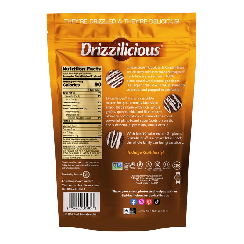 Drizzilicious Cookies & Cream 113g Mini Rice Cake Low Calories Snack Chocolate 1