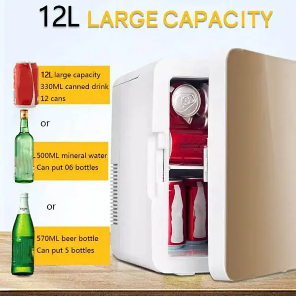 12 Liter Portable Mini Fridge, Travel AC/DC Dual Power, Thermoelectric  Cooler ＆ Warmer,  Eco-Friendly Beauty Fridge Ideal for Camping,  Offices, Dorms 0