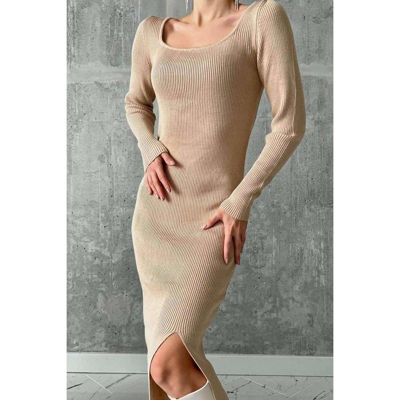 Darcie Ribbed Slit Dress 1