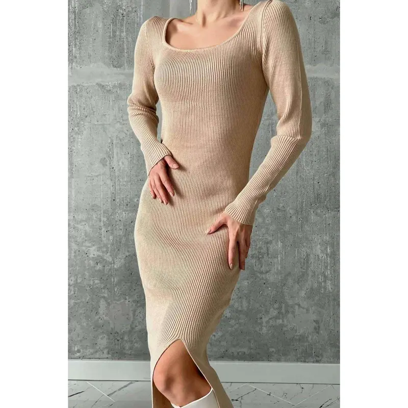 Darcie Ribbed Slit Dress 1