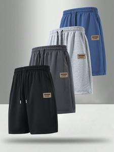 Men's Letter Patched Drawstring Waist Shorts, Casual Loose Comfy Breathable Shorts for Summer, Men's Bottoms for Daily Wear