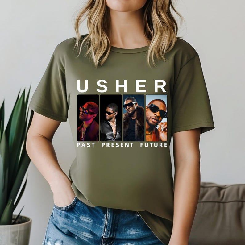 Usher Tee, Vintage Past Present Future,Usher Tour Tee, Usher Merch, Usher Concert ,Usher Tour T-shirt,Retro Shirt, Usher Show, Hip Hop Shirt 3