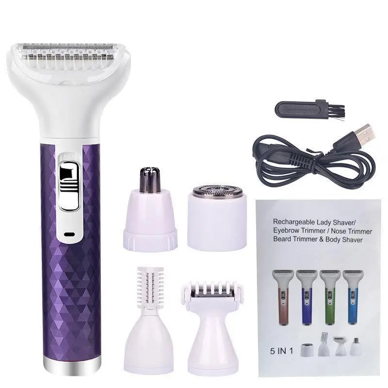 5-in-1 Multifunctional Lady Shaver Hair Removal Device Electric Eyebrow Shaper Armpit Hair Intimate Shaver 7