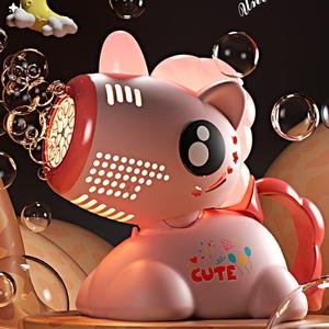 Rechargeable Bubble Machine Toy, Cute Cartoon Design Bubble Blower with 10 Packs Bubble Concentrate, Bubble Maker Toy