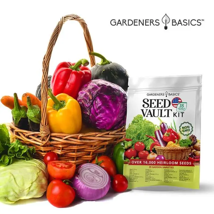 Vegetable Seed Vault Kit - 35 Variety Pack for Home Growing & Planting Survival Seeds Heirloom Vegetable Mix Great Gardening Gift for Any Home Garden