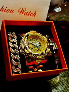 Men's Punk Style Round Dial Quartz Watch, Fashion Watch for Party, Daily Decor, Trendy All-match & Exquisite Watch for Birthday Gift with Box