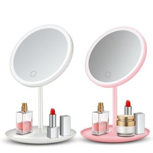 LED Light Makeup Mirror, Touch Control Cosmetic Mirror, Adjustable Lighting Desktop Mirror, Professional Makeup Tools for Women