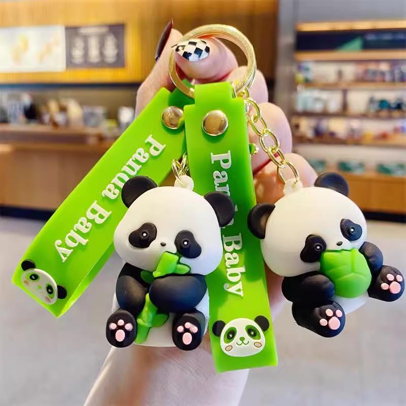 Product Introduction of 1PC Cartoon Panda Keychain – Soft Rubber Animal Pendant for Bags, Keys & Gifts 1