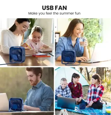 Mini Portable Fan,USB Desk Fan Table,Quiet 3 Speed Wind Personal Fan 360°Rotatable Head Standing Fans for Room Camping Hom 5