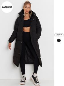 Versatile Plain Hooded Stand Collar Zip-Up Pocket Long Cotton Coat