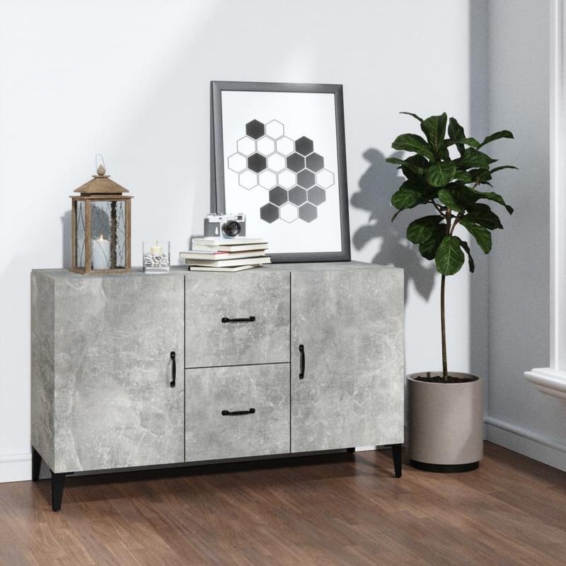 Modern Wooden 2 Door Concrete Grey Sideboard Storage Cabinet Unit With Drawers 0