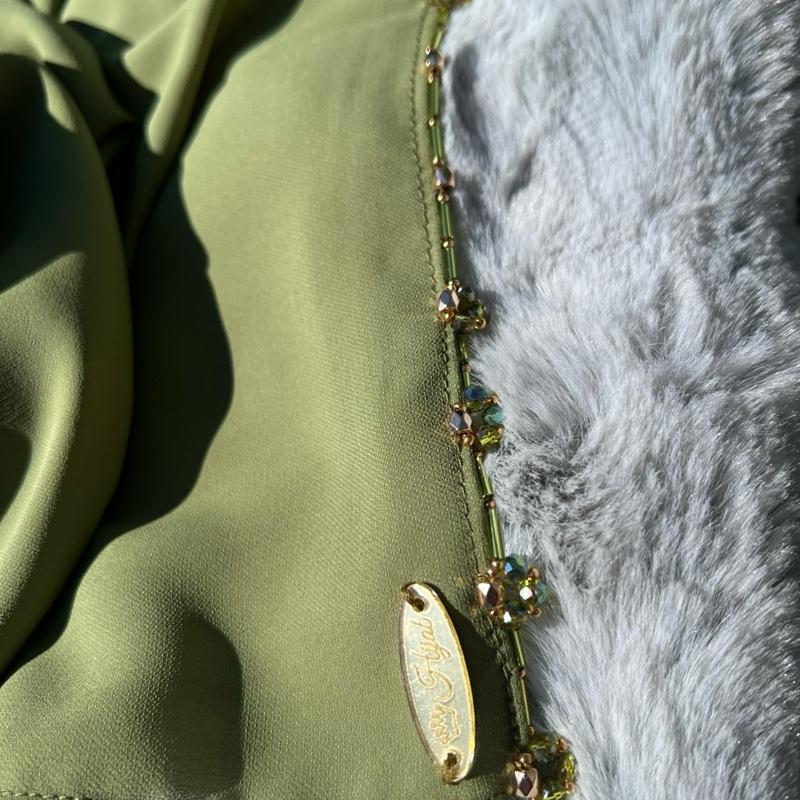 Olive colour crystal beaded hijab 1