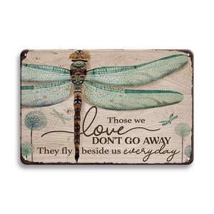 Vintage Dragonfly Pattern Metal Wall Poster, 1 Count Retro Funny Hanging Tin Plate, Wall Decor for Home Living Room Bedroom Bar Yard