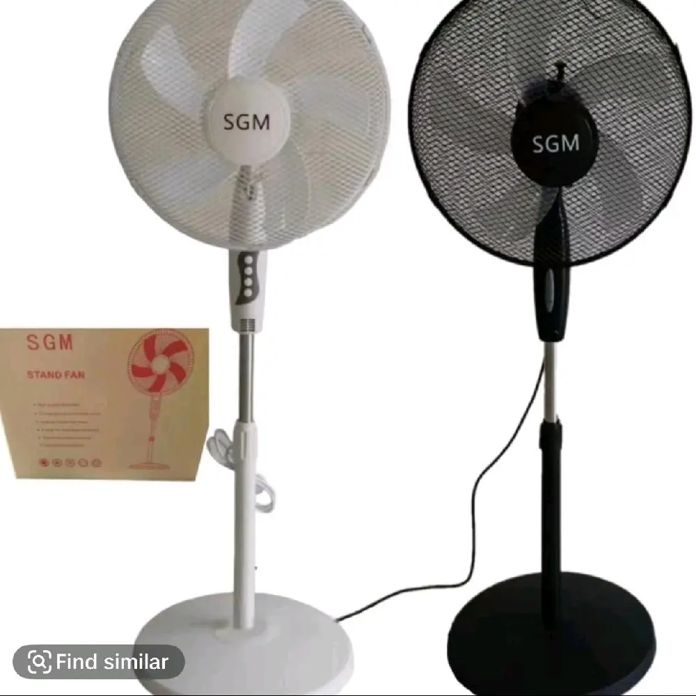 Stand Fan Pedestal fan 16" Oscillating free stand fan Floor fan adjustable height 3 Speed Black & White