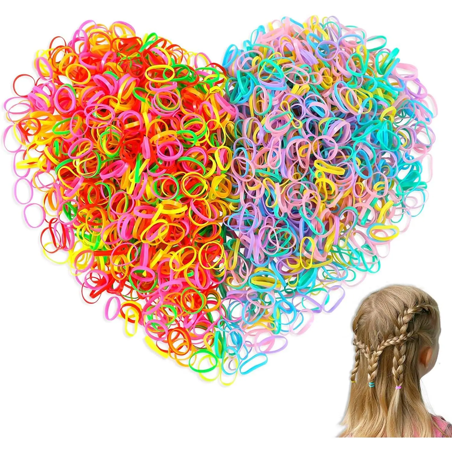 1500PCs Professional Hair Elastic Bands Kit| Multicolor Mini Rubber Ties for Braids & Ponytails| Gentle Snag-Free Hold (Kids/Adults)
