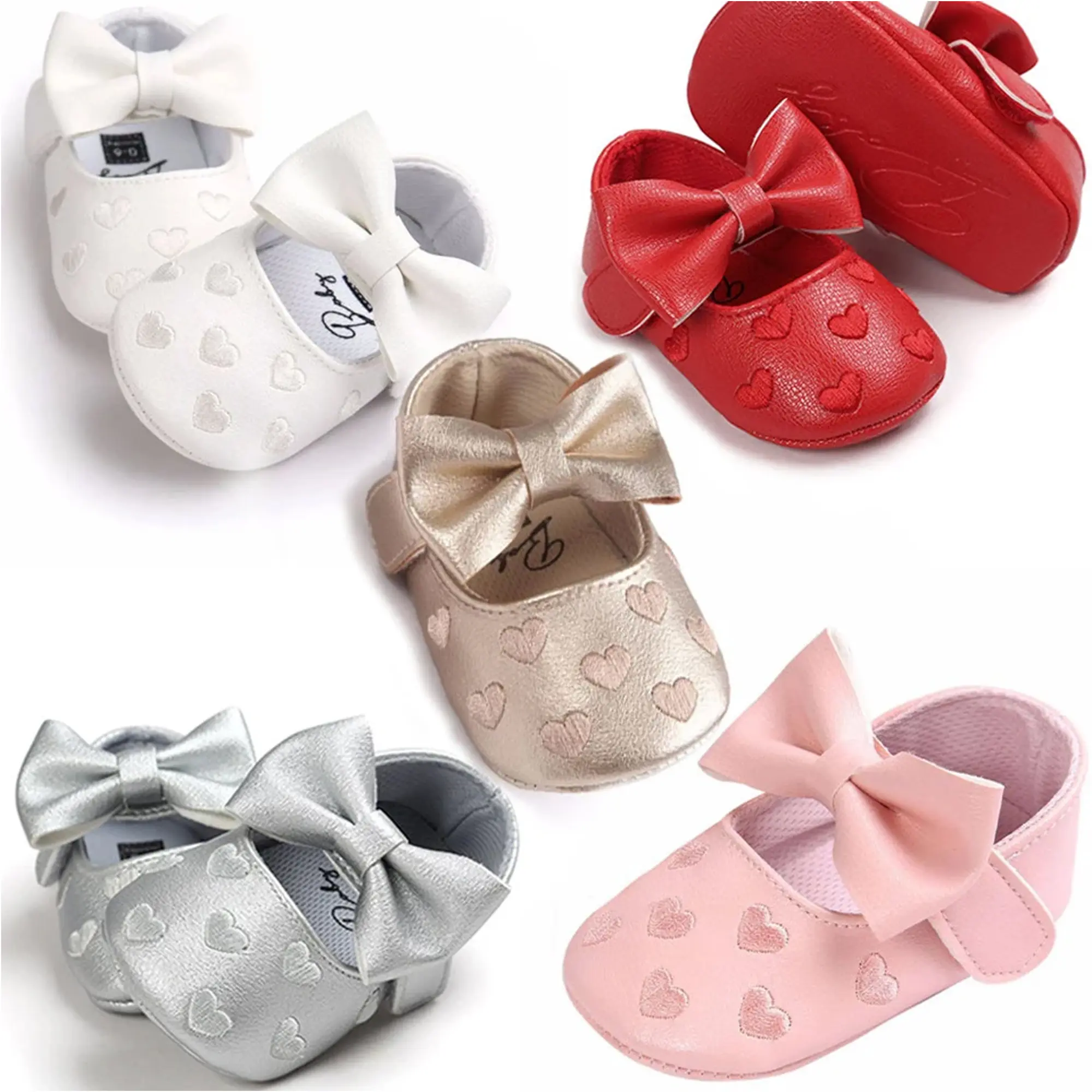 Baby Girl Shoes Hearts Moccasins Style Bow Fringe First Walkers White Red Gold Pink Grey NewBorn Baby Shoes
