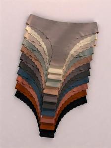 Women's Solid Scallop Trim Knicker, Lady Casual Elegant Soft Basic Comfy Fabric Panty for Daily Wear, Multipack Underwear for All Seasons, Womenswear