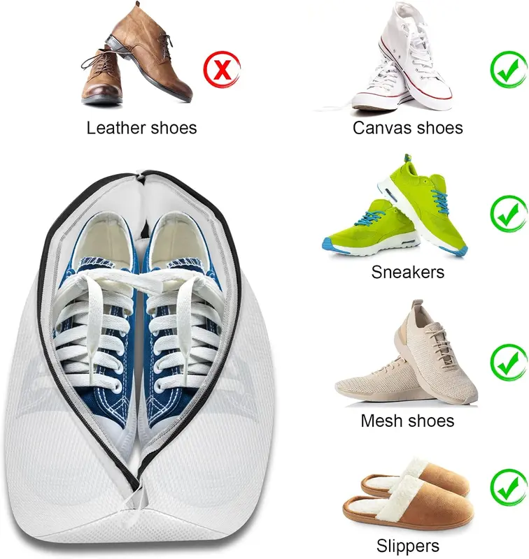 Shoes Wash Bags, 2pcs Mesh Laundry Bags with Durable Zips, Premium Laundry Bag For Shoes/Trainers For Washing Machine, Storage Bag for Shoes and Clothing, for Sneakers, Socks, Bras 4
