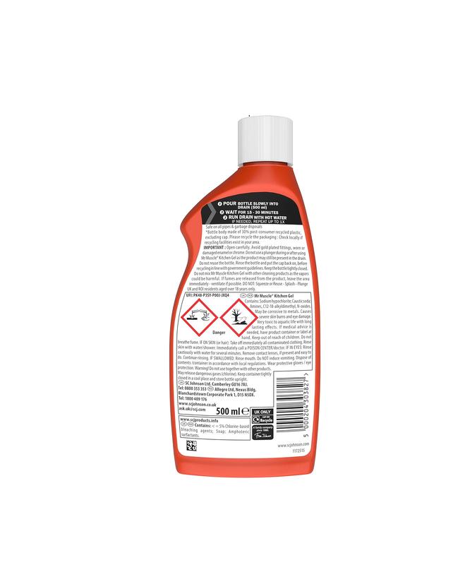 Kitchen Drain Unblocker & Cleaner Gel - Dissolves Clogs - Safe for All Pipes - 500ml - Household 4